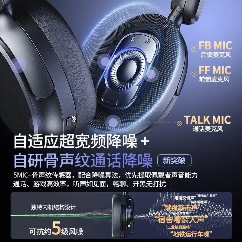 德国柏林之声头戴式耳机主动降噪无线蓝牙运动太古电竞游戏高音质