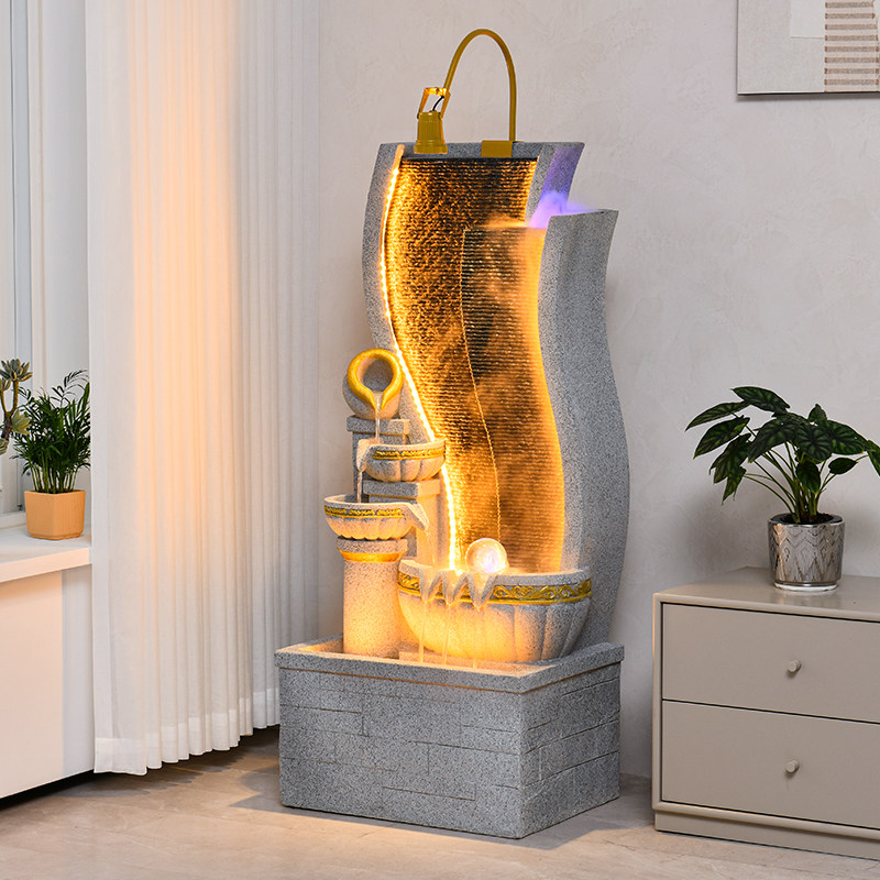 欧式流水喷泉客厅加湿器玄关落地摆件招财室内轻奢循环水景观装饰