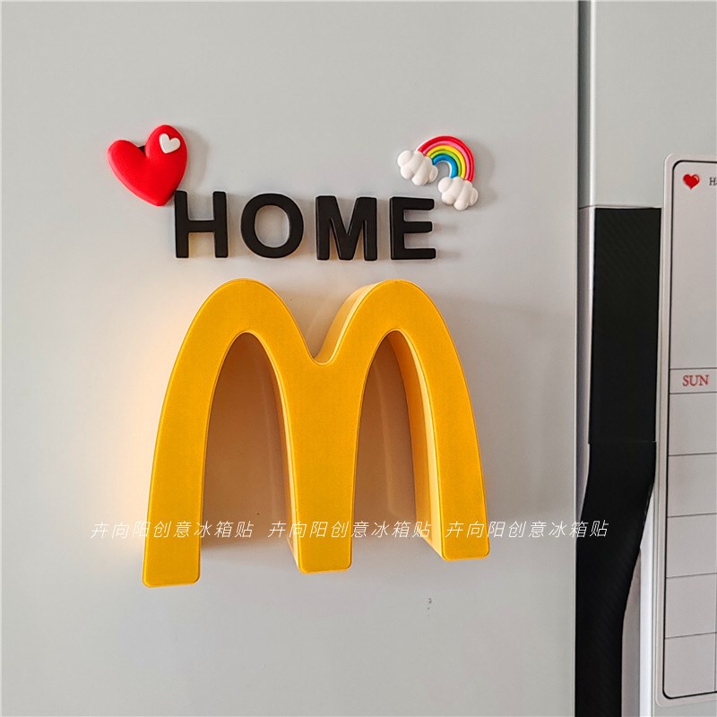 网红m灯冰箱贴磁贴麦门小夜灯睡觉大雄海贼王路飞摆件入户门装饰