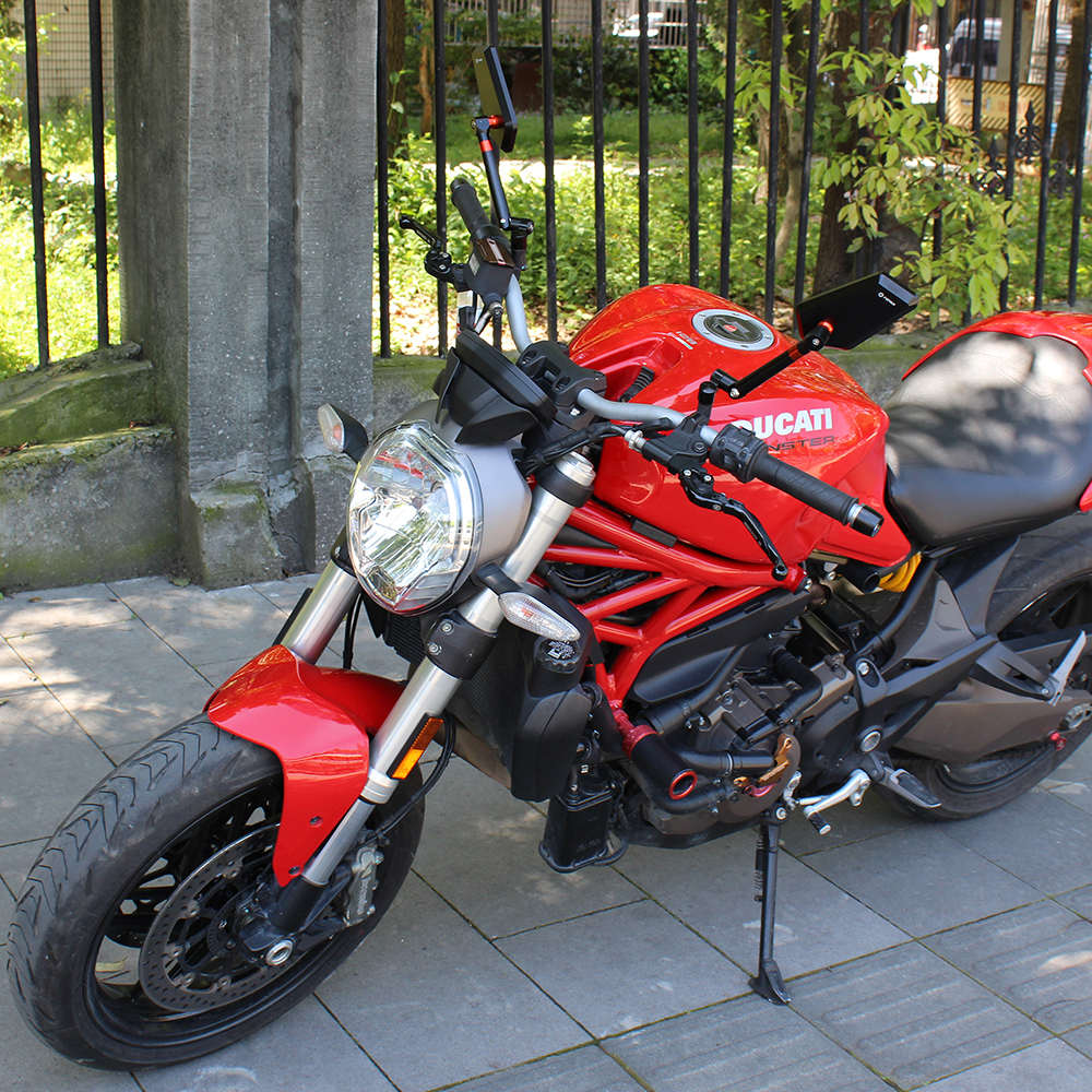 FENRIR铝合金CNC摩托车后视镜通用改装曲面防眩目反光镜街车踏板