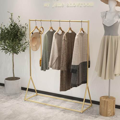 金色挂衣架服装店展示架铁艺服装架童装店女装店货架落地式陈列架