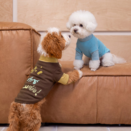 NAPPTOPIA呐噗秋冬暖绒宠物服条纹拼接两脚衣中小型犬衣服可卡布
