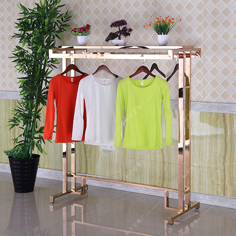 加厚双杠中岛架服装店展示架男女装童装双排中间货架侧挂落地衣架