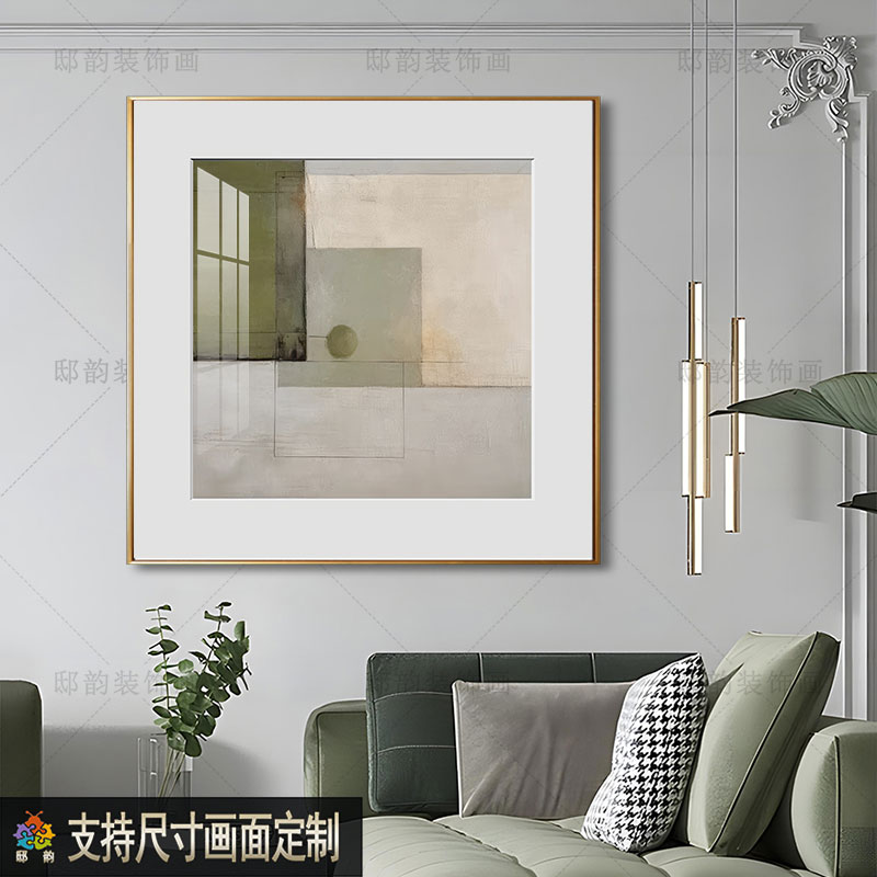 现代高级感民宿酒店装饰画中古风客厅餐厅晶瓷画定制方形软装挂画图片