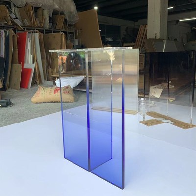 彩色渐变亚克力桌腿支架支撑板导台茶几书桌透明悬浮桌脚加工定制