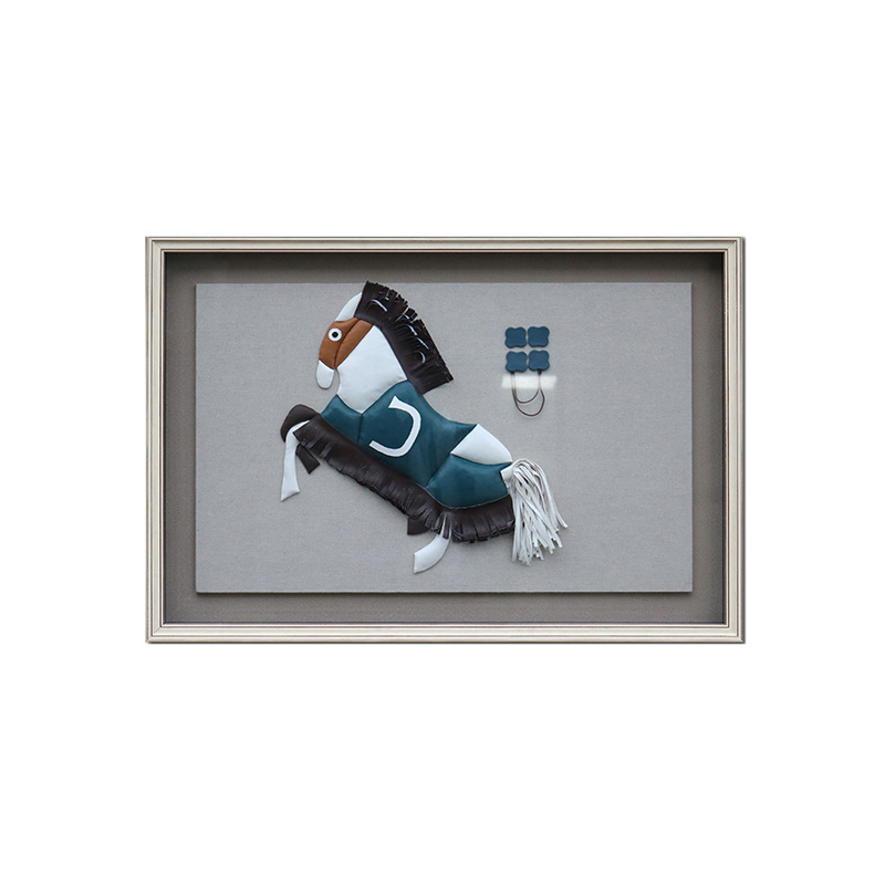 画之谷新中式装饰画现代实物画  立体皮革马儿童房样板房酒店挂画图片