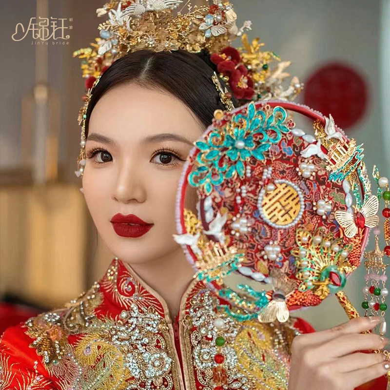 新娘婚礼喜扇中式婚纱礼服成品婚扇送闺蜜结婚汉服团扇新婚礼物扇