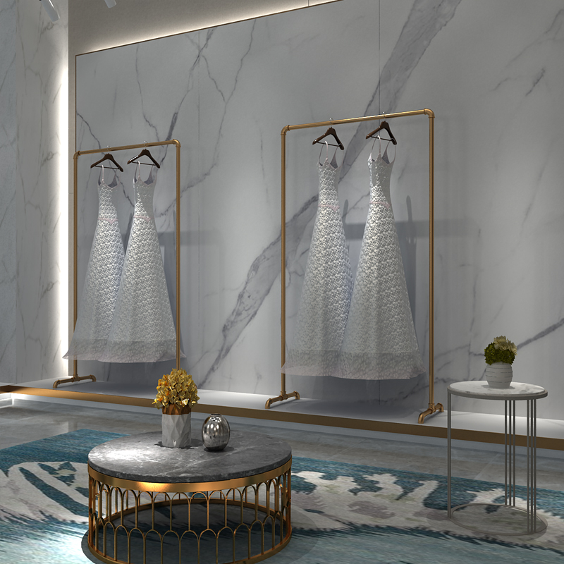 婚纱店水管展示架旗袍礼服落地式简易龙门架服装挂衣架金色陈列架