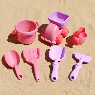 儿童沙滩玩具套装宝宝洗澡戏水软胶水壶小水桶挖沙工具铲子小耙子