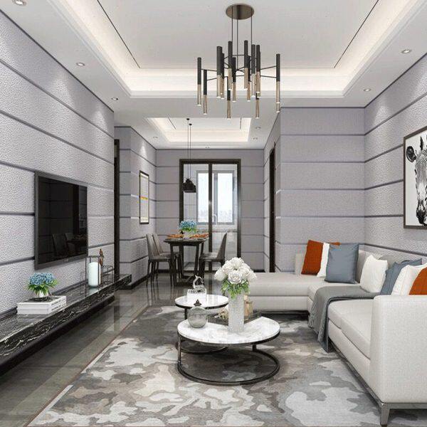 现代简约3d立体鹿皮绒壁纸素色无纺布大理石条纹客厅电视背景墙纸