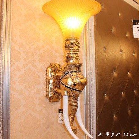 欧式大象壁灯复古客厅背景墙酒店KTV泰式高档卧室动物工程装饰灯