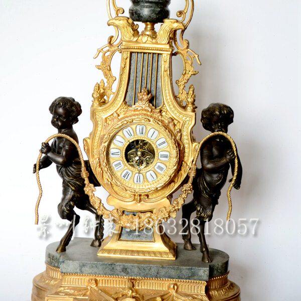 钟表 纯铜 电镀金座钟 齿轮电子台钟 西洋古钟 老式仿古立钟 把玩