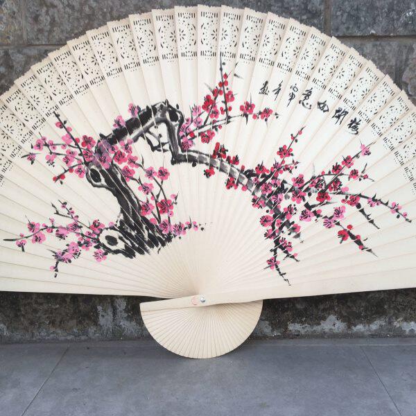 高档大挂扇木头扇茶馆茶楼客厅酒店装饰扇子纯木头扇子梅兰竹菊图