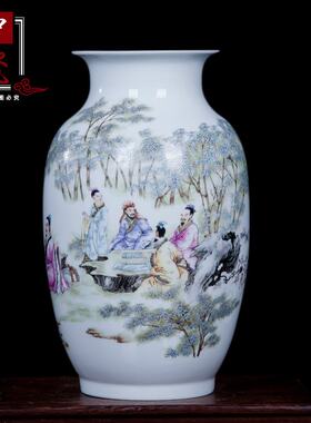 粉彩瓷花瓶 大号落地人物冬瓜瓶 高白瓷花瓶 家居工艺装饰品摆件