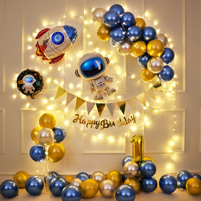 网红主题宝宝生对背景q墙男女孩儿童一周岁气球装饰品场景布置