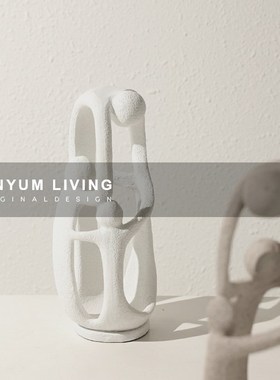 简约轻奢售楼处样n板房间客厅玄关柜家居饰品艺术人物雕塑摆件