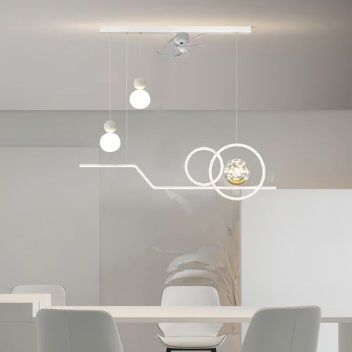 吊灯餐厅灯直流变频风扇u灯吊扇一体家用灯具离线智能语音灯具