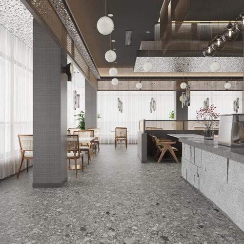 大颗粒防滑水磨石瓷砖 工作室餐厅连锁店铺地砖墙砖900*1800大板