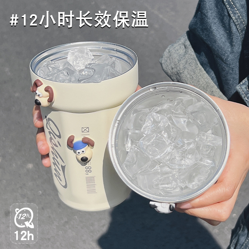 保温杯316不锈钢水杯女生便携咖啡杯冰霸杯大容量保T冷杯2023新款