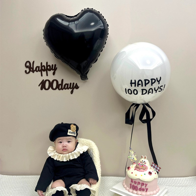 龙宝宝满月30天气球装饰百天百日简约家庭场景U背景墙布置球贴