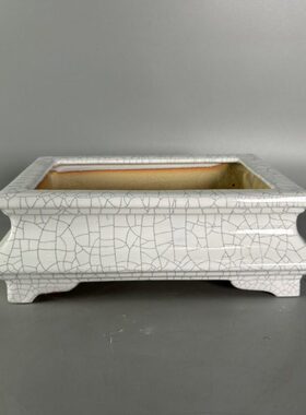 一风堂石湾花盆高温烧制收腰长发盆景盆内23x14x7cm