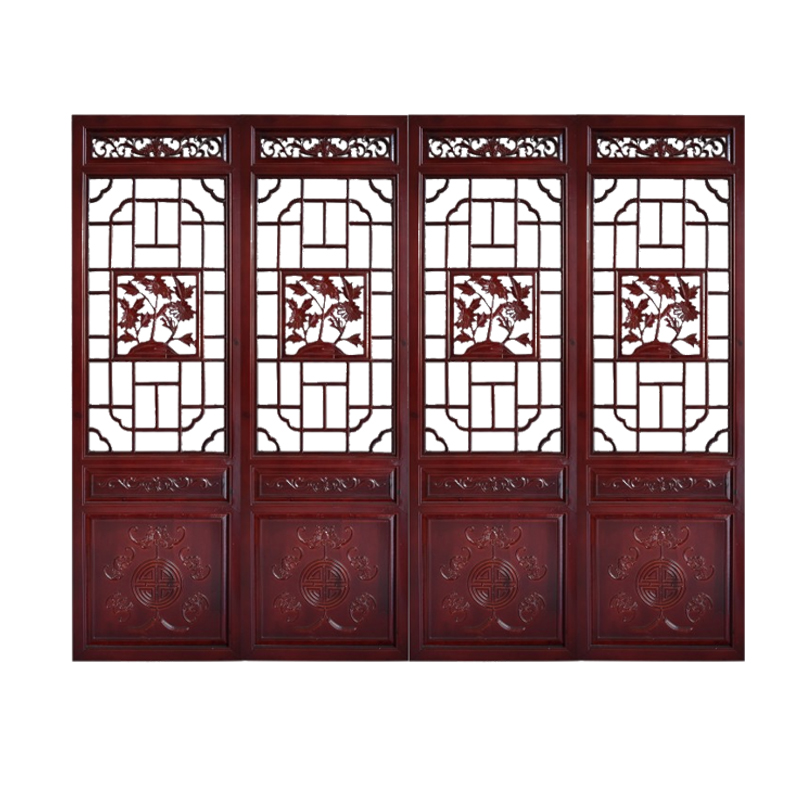 东阳木雕a中式仿古门窗火锅店隔断屏风电视背景墙实木花格栅门现