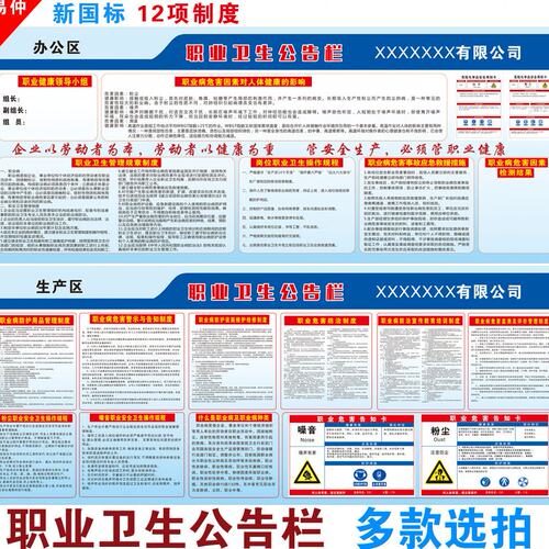 噪声粉尘高温职业卫生公告栏职业病防治规章制度职业危害检测因素