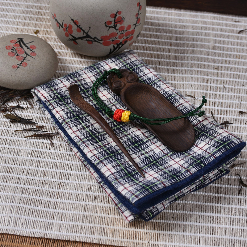 迷你茶则二件套i 竹雕如意茶铲茶拨赏茶荷茶针把玩茶道便携取茶勺