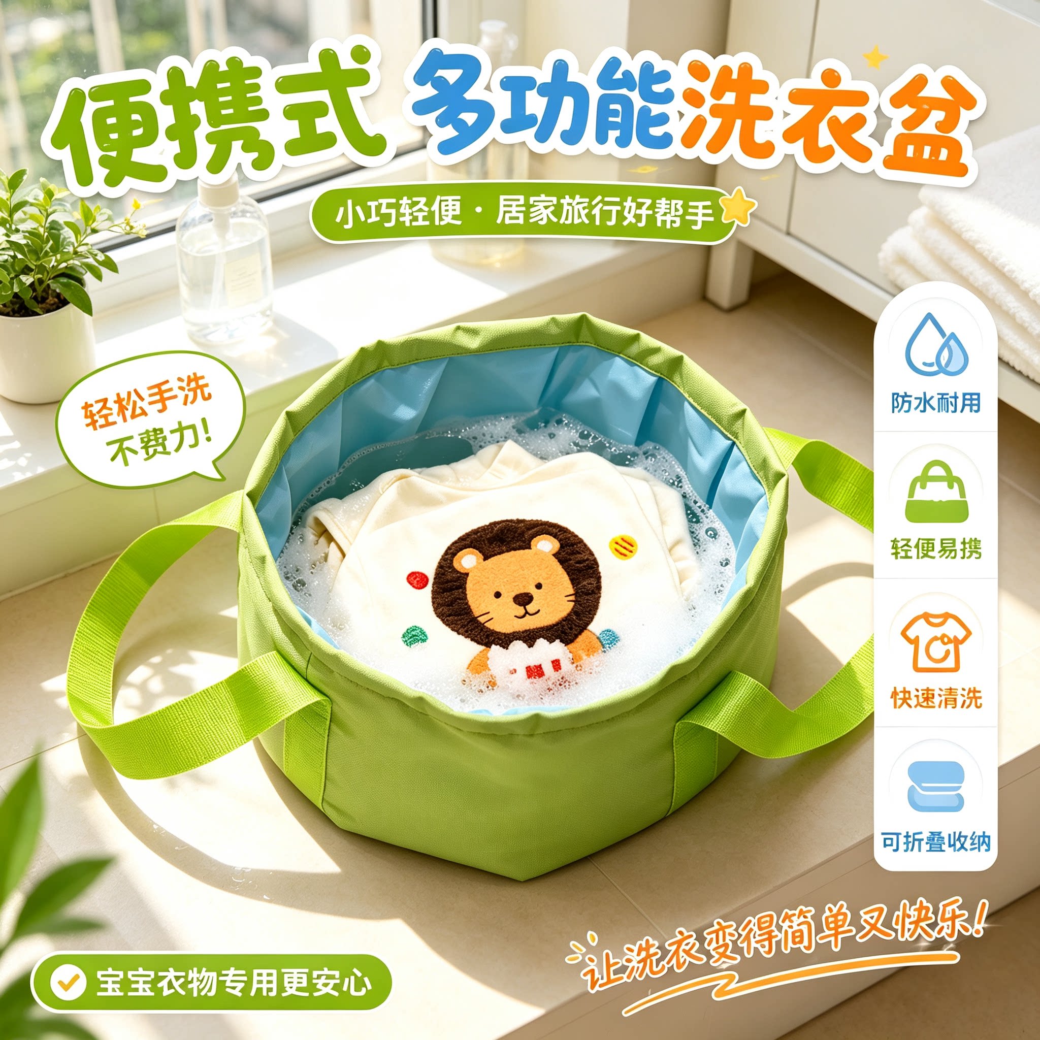 旅行折叠水盆洗衣神器便携酒店洗衣桶旅游好物洗衣袋泡脚桶洗漱盆