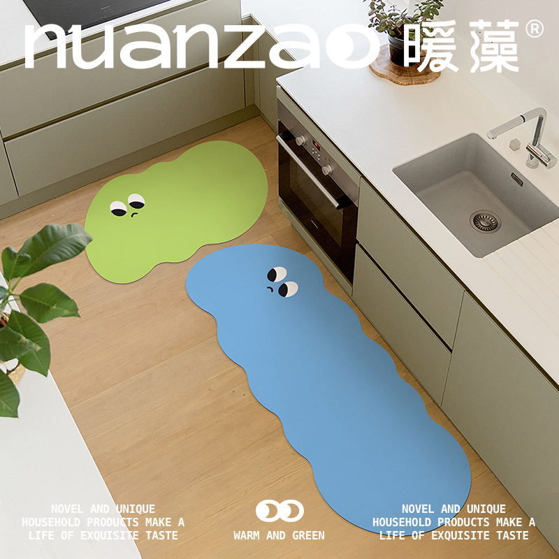暖藻 可爱百变怪家用厨房地垫防水防滑脚垫软硅藻泥吸水吸油地毯