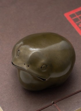 三足金蟾手把件男士随身文玩工艺品斑铜三脚蟾蜍茶宠中式摆件礼品