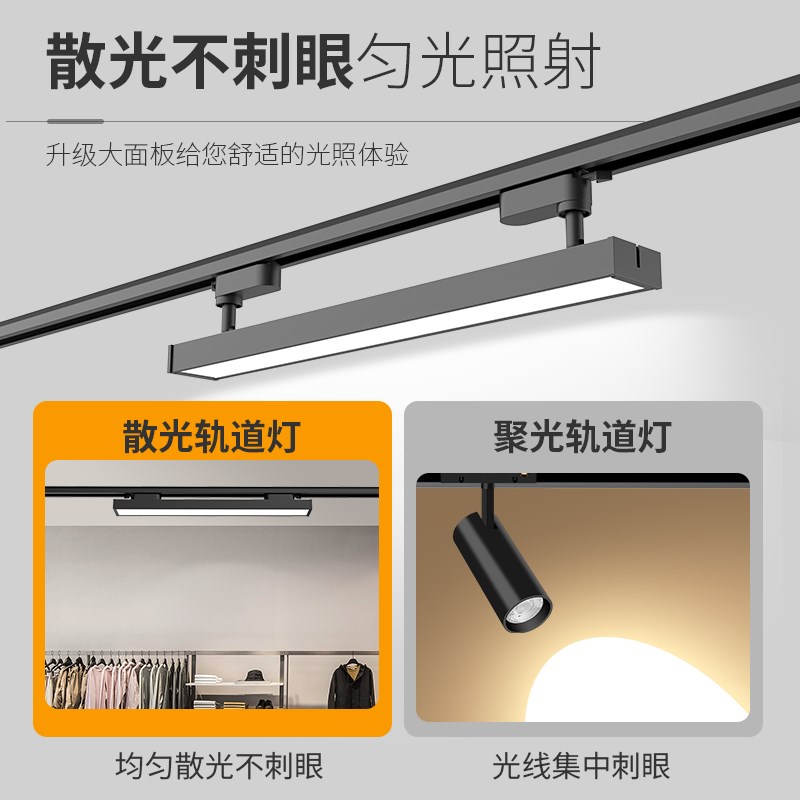 长条轨道灯led射灯直播间明装补光灯服装店铺商用散光导轨式照明