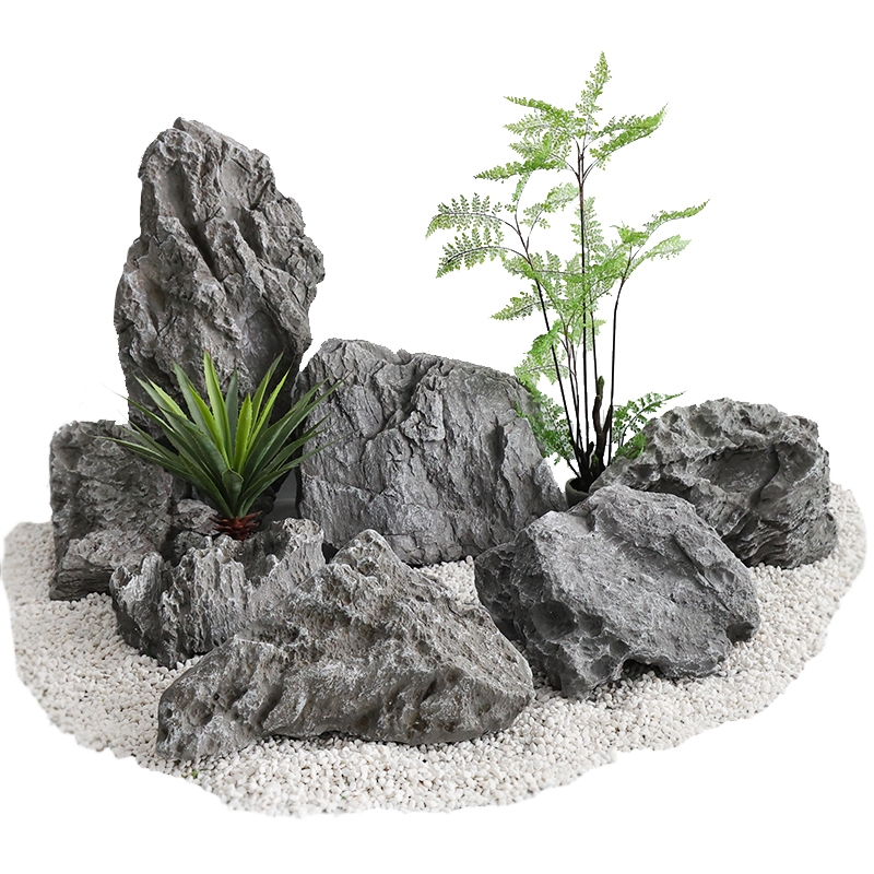 仿真假石头模具鱼缸假山造景花园户外庭院设计新中式景观装饰摆件