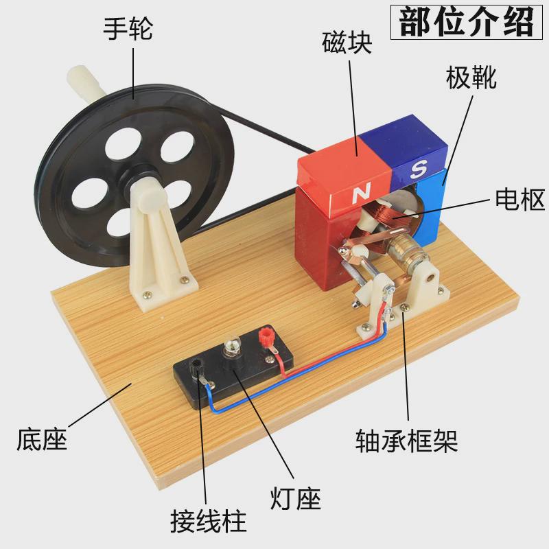 手摇交直流手动j24019法拉第发电机发电机手摇交直流发电机模型