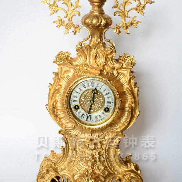 镀金花枝叶钟表|老式仿古机械座钟|上弦仿古董钟|台钟|挂钟|苏钟