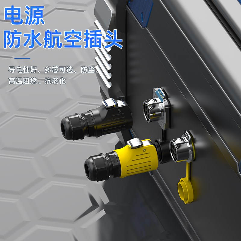 IP68电源防水连接器面板法兰安装航空插头插座电缆线公母头免焊接