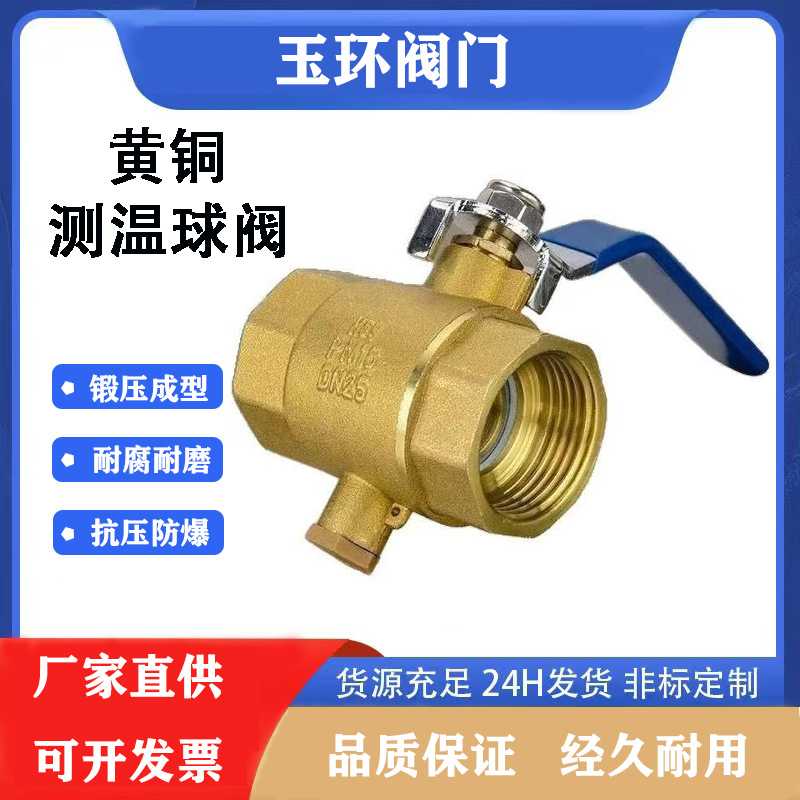 加厚黄铜测温球阀6分1寸双内丝螺纹暖气阀门DN20自来水开关阀DN25