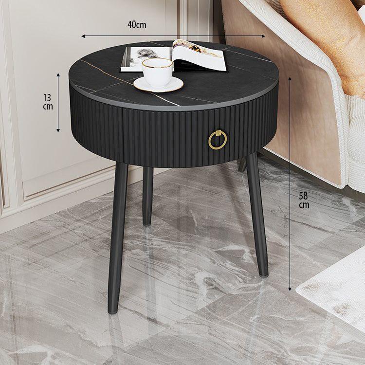 奶油风岩板卧室小茶几家用床头柜床边简约现代创意沙发边几带抽屉