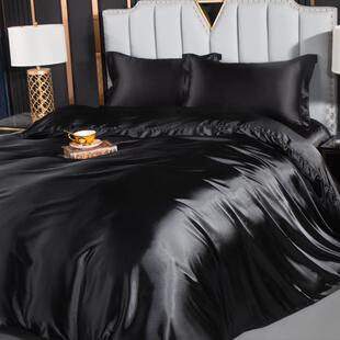 欧式缎面四件套南通市家纺纯色绸缎冰丝滑被套床单笠床上用品