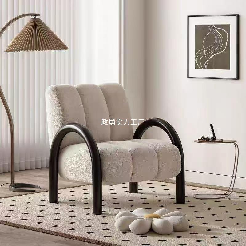 北欧单人沙发椅现代简约阳台休闲椅意式极简客厅老虎椅设计师躺椅