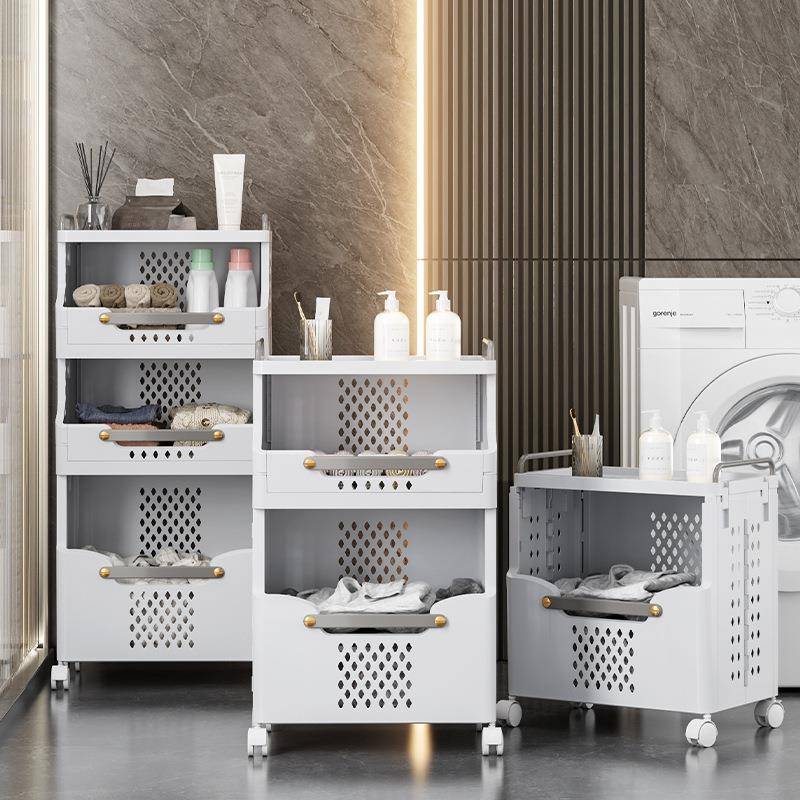 脏衣篮可移动带轮落地厨房置物架子浴室脏衣篓家用收纳多层洗衣篮