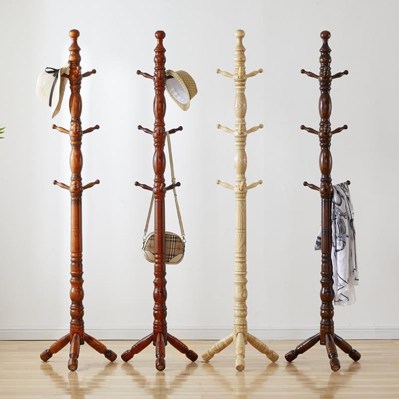 胜添实木落地衣帽架538白蜡木卧室门厅玄关置物架创意挂衣架