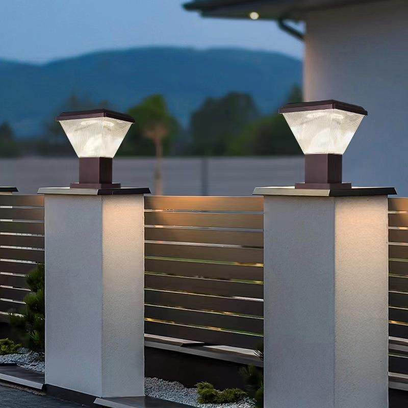 太阳能庭院灯家用别墅大门柱子灯花园围墙柱头灯接电两用室外防水