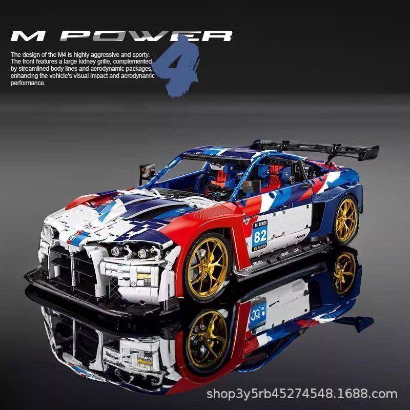 小角度JD040积木汽车1:8科技车宝马M4模型摆件赛车跑车拼装玩具
