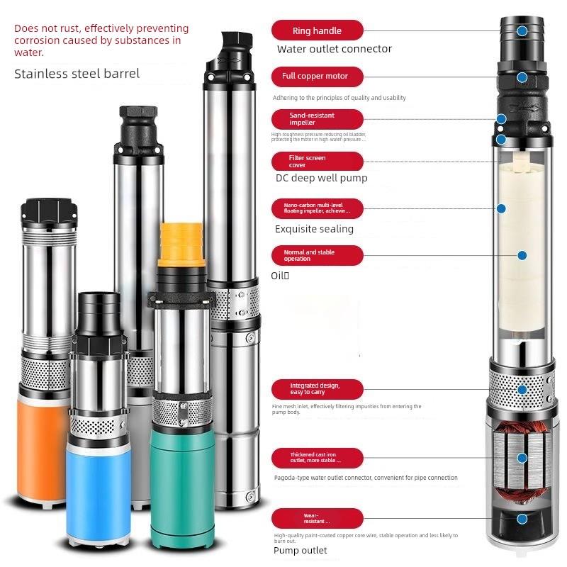 电动车用潜水泵12V24V48V60V72V大功率高扬程大流量农业灌溉潜水