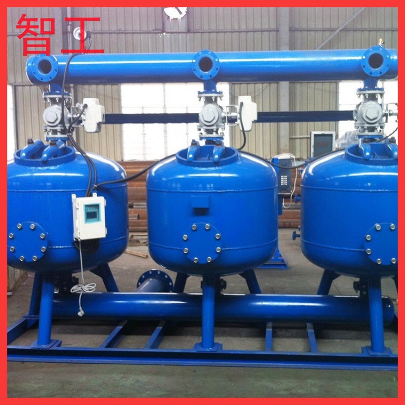 全自动卧式自清洗浅层砂过滤器 旁滤系统 PLC控制器 机电一体设备