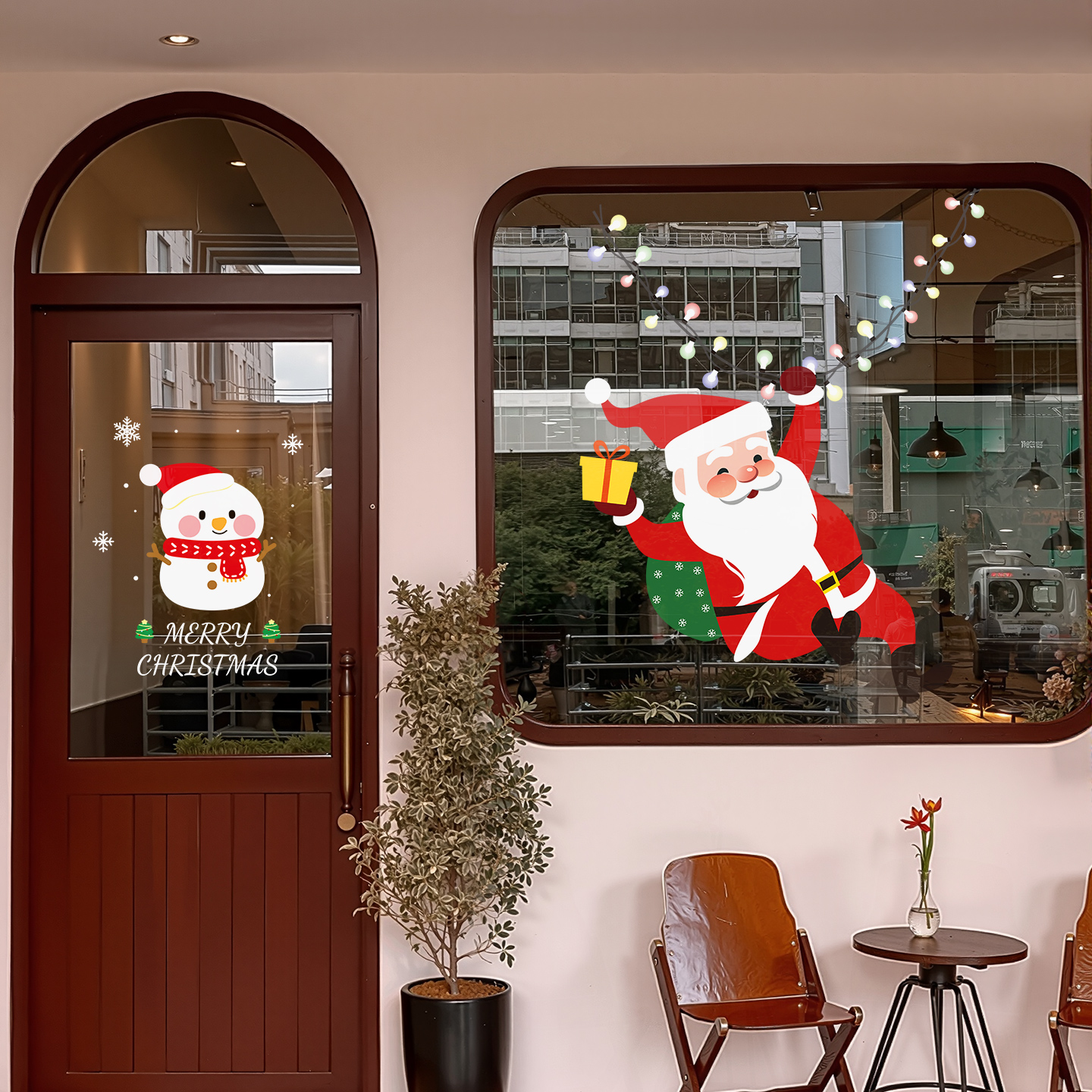 圣诞老人装饰玻璃静电贴节日窗花