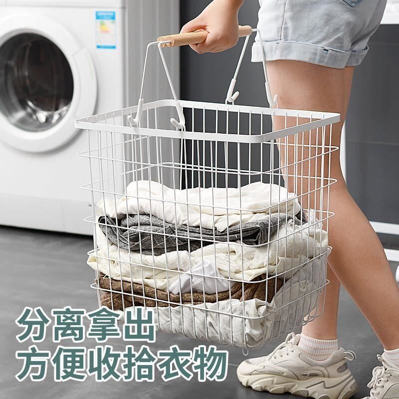 铁艺北欧风脏衣篮家用洗衣分类脏衣篓衣服收纳筐万向轮推车收纳篮