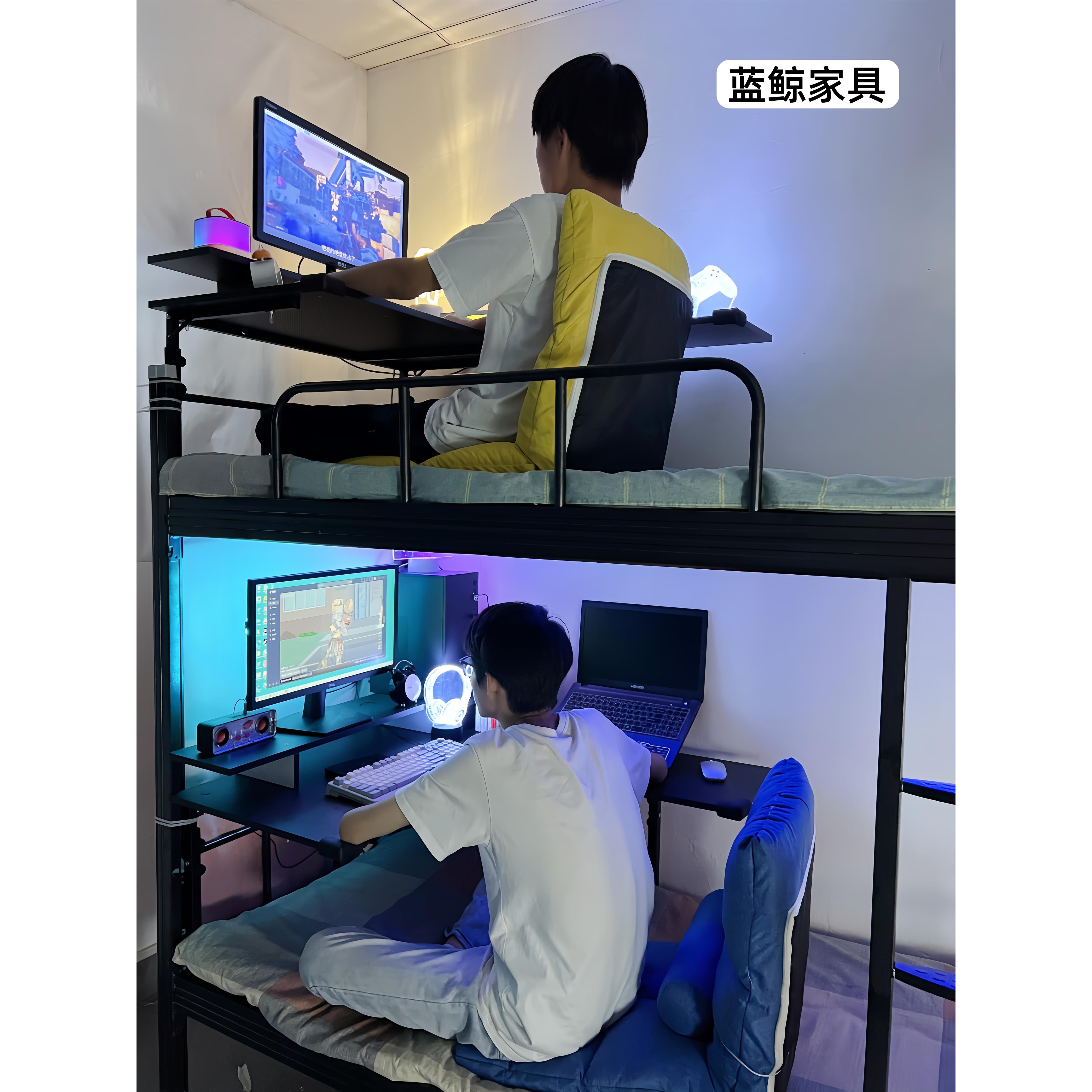 蓝鲸家具床上升降转角电脑桌电竞桌悬空桌台式桌大学宿舍床上桌子