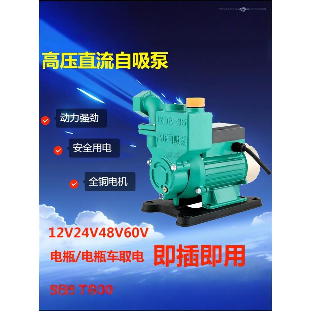 家用直流自吸泵12V24V48V60V72V抽水泵小型电瓶电瓶车农用浇灌泵